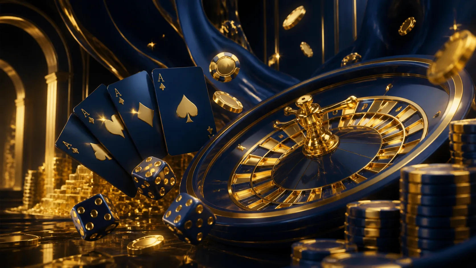 Ultra-high resolution banner featuring premium casino-themed elements with dynamic colored light effects